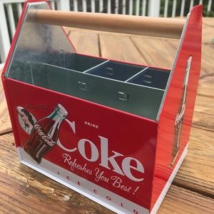Coca Cola Collector Tin Utensil Caddy Galvanized
